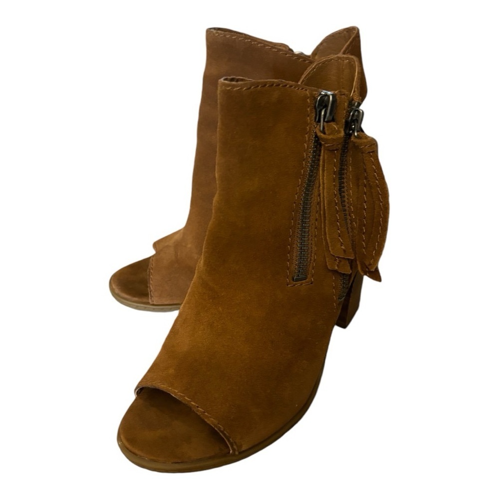 Dolce Vita Open Toe Suede Size Zip Bootie With Block Heel.